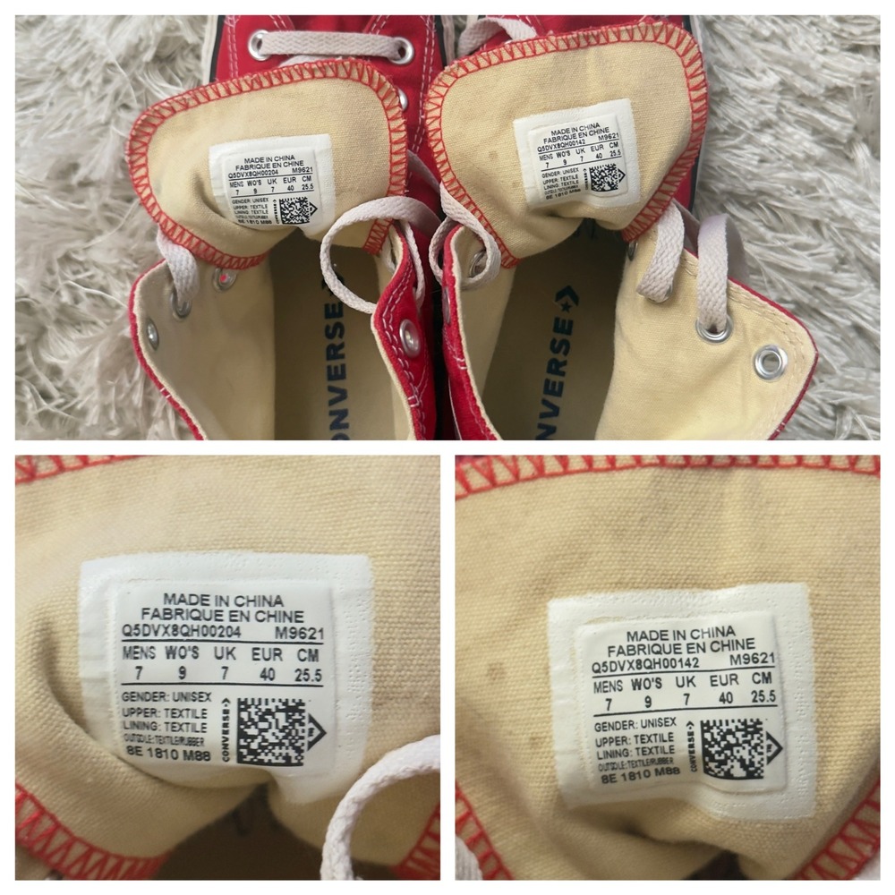 Converse Chuck Taylor All Star Red Canvas High Top Sneakers M 7 W 9 - Picture 5 of 14